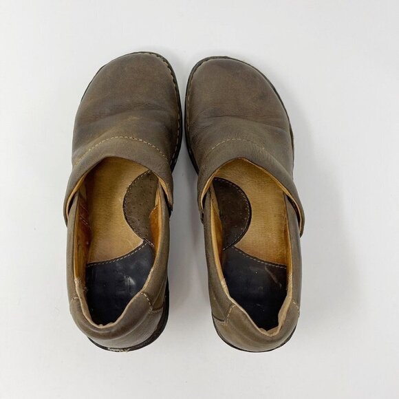 Born Brown Leather Clogs Women’s Size 7 Comfort Slip In Shoes - Picture 6 of 12